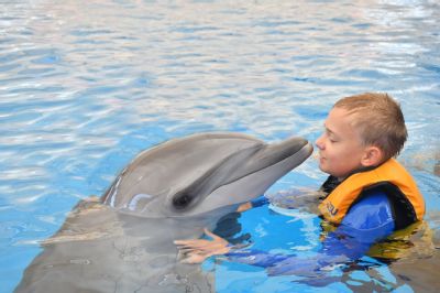 Dvanáctiletý Honzík s delfínem - detail